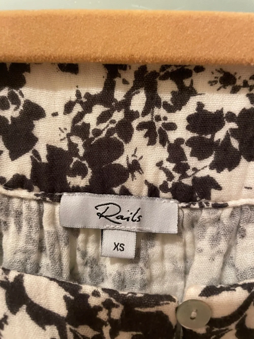 Rails Cream and Brown  Floral Square-Neck Puff Sleeve Blouse - Picture 2 of 4